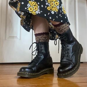 Dr.Martens black leather combat boots. Size 6